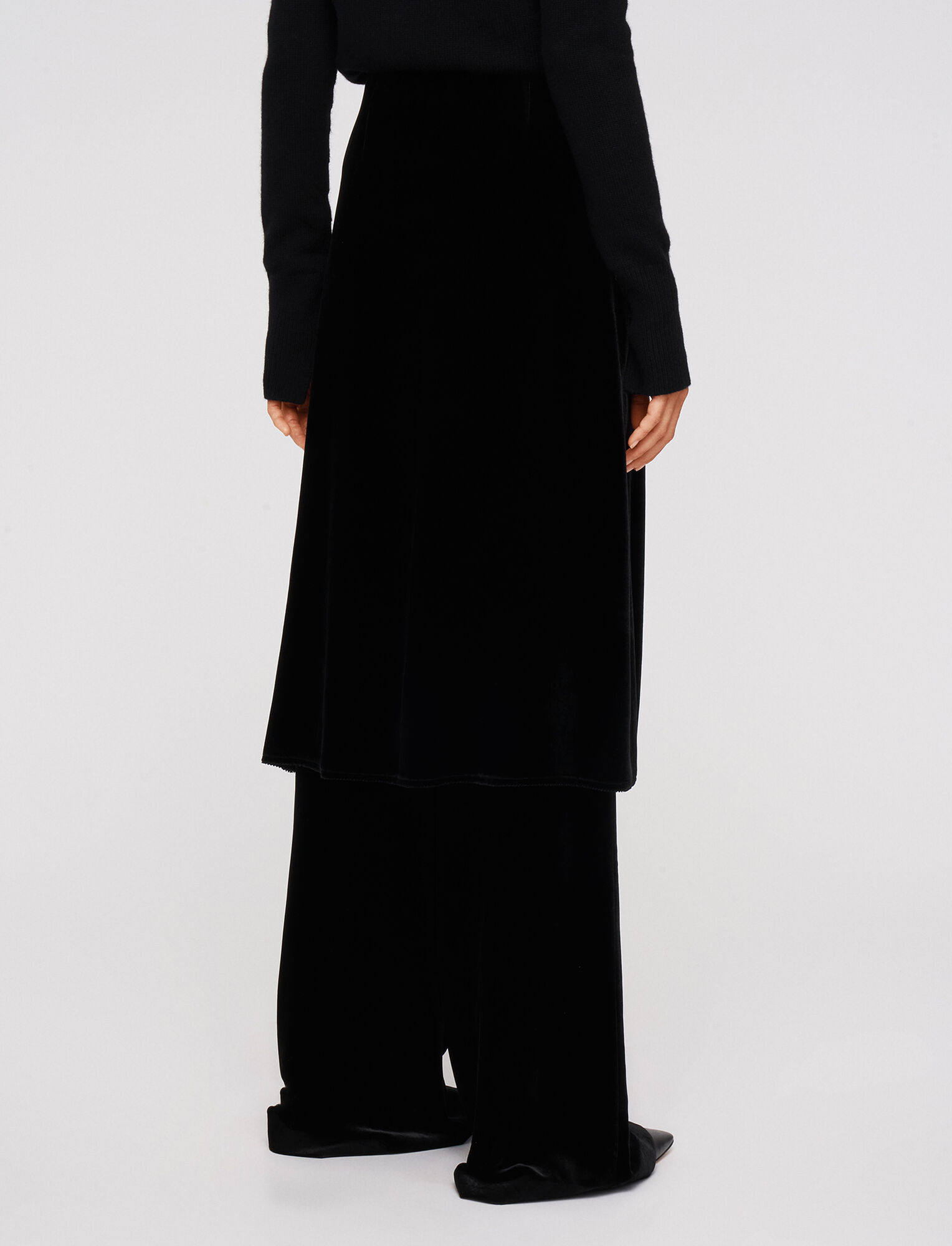 Joseph, Drapy Velvet Sabra Skirt, in Black